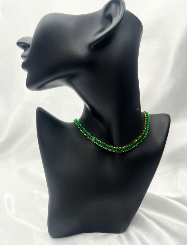 Green gemstone necklaceBaguette-cut necklaceGold-tone jewelryStatement necklaceLuxury gemstone necklaceEvening jewelryBold fashion necklaceElegant statement pieceFormal necklace for womenIvy abundance necklacesimplistic necklacestatement jewelrylayering necklace