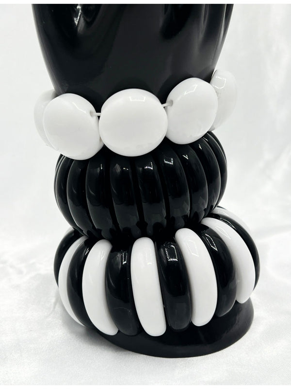 black and white bangle bracelet, chunky black bracelet, bold black and white bangle, modern statement bangle, polished black and whitejewelry, statement bangle