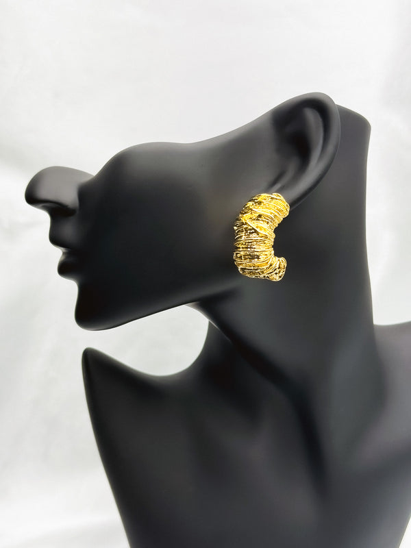 Bold gold hoop earringsTextured gold earringsStatement gold earrings for womenElegant gold hoopsEmpowering jewelry for womenBoss Babe earringsUnique gold earringsLuxury gold hoops