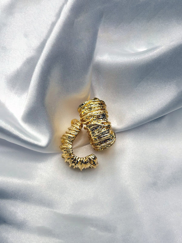 Bold gold hoop earringsTextured gold earringsStatement gold earrings for womenElegant gold hoopsEmpowering jewelry for womenBoss Babe earringsUnique gold earringsLuxury gold hoops