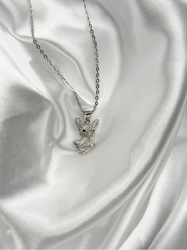 silver-tone chihuahua necklaceunique necklacesilver chaincrystal pendantdog pendant necklacecute pet jewelry for womenchihuahua charm necklaceplayful animal necklacewomen’s dog lover necklaceunique animal pendant jewelrysilver-tone dog jewelrytrendy pet-themed necklacefun animal lover gift necklace