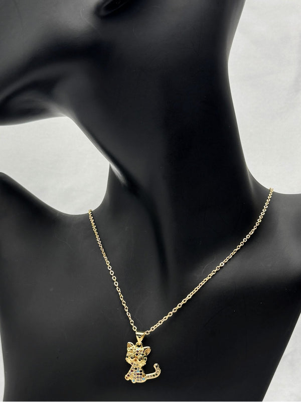 gold-tone cat necklacecrystal cat pendant jewelrymulticolored crystal cat necklacecute animal necklace for womenplayful cat charm necklacewhimsical cat jewelrytrendy statement necklacewomen’s gold animal necklaceunique crystal cat pendantfun animal lover necklacesimple necklaceclassy necklace