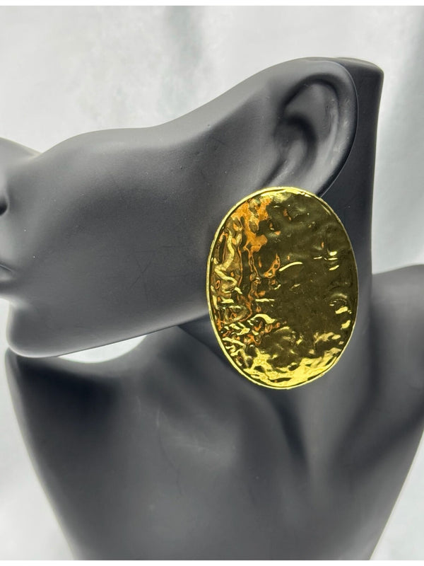 hammered gold earrings, statement earrings, oversized gold earrings, bold fashion jewelry, luxury statement jewelry, gold oval earrings, unique earrings, designer earrings, glamorous earrings, statement earrings