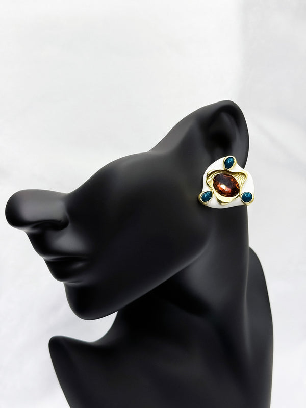 Unique gemstone stud earringsStatement stud earringsCelestial inspired earringsMystical gemstone earringsBold stud earrings for womenFashion jewelry statement earringsElegant celestial earringsEmpress Emerald EarringsGreen stone vintage earringsRoyal-inspired statement jewelryGold and gemstone earringsPearl-accented regal earringsClassic vintage jewelry pieceLuxurious emerald earringsOrnate gold and green earrings