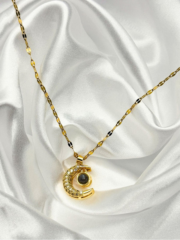 moon and gemstone pendant necklacecelestial jewelry for womensparkling crystal moon necklaceelegant lunar necklacewomen’s celestial fashion jewelrytrendy moon pendant necklacemagical gemstone jewelrygold-tone celestial accessoriesmoon-inspired jewelry for womenunique jewelry