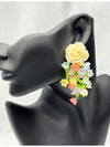 floral cascade earrings, ivory rose earrings, pastel flower earrings, spring-inspired jewelry, statement floral earrings, romantic floral jewelry, vacation earrings, tropical jewelry