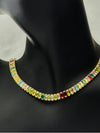 gold-tone multicolored gemstone necklacecolorful baguette-cut stone necklacevibrant gemstone statement necklaceluxury multicolored necklace for womenbold fashion necklacecolorful jewelry for special occasionswomen’s multicolor stone necklacetrendy gemstone jewelryelegant statement necklace for womenluxury gold-tone necklace with gemstones