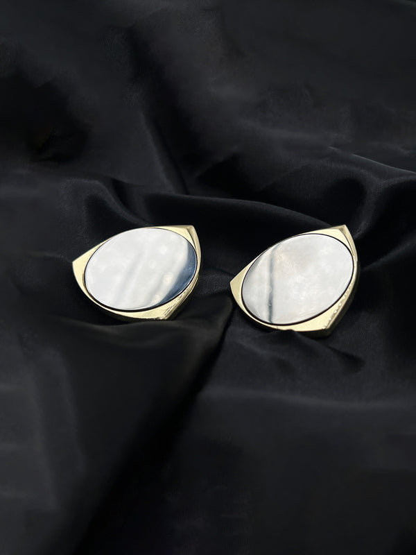 reflections of grace earrings, mirror teardrop earrings, gold framed mirror earrings, modern statement earrings, reflective teardrop jewelry, gold silver earrings