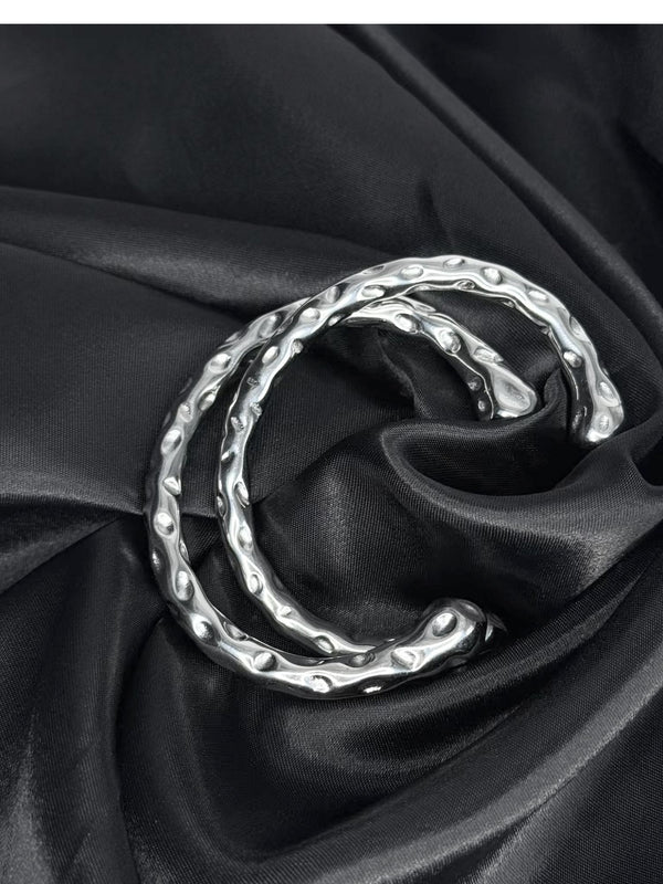 ripple bangle bracelet, silver tone wavy bracelet, minimalist ripple jewelry, unique textured bangle, modern silver bracelet, statement wrist accessory, sleek ripple design