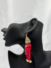 gold fish earrings, red scale earrings, whimsical jewelry, playful fish earrings, statement earrings with fish design, statement earrings