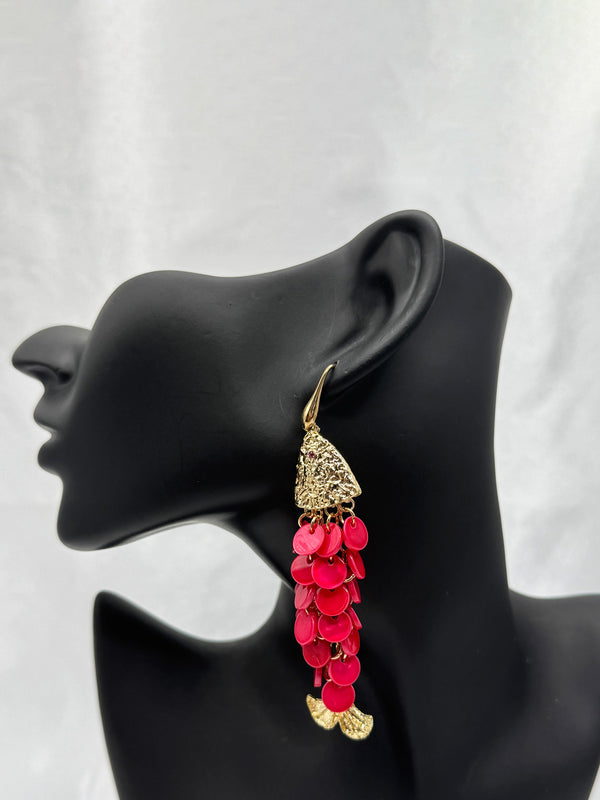 gold fish earrings, red scale earrings, whimsical jewelry, playful fish earrings, statement earrings with fish design, statement earrings