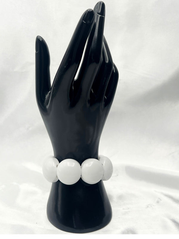 white bangle bracelet, chunky white bracelet, minimalist white bangle, modern statement jewelry, polished white accessory