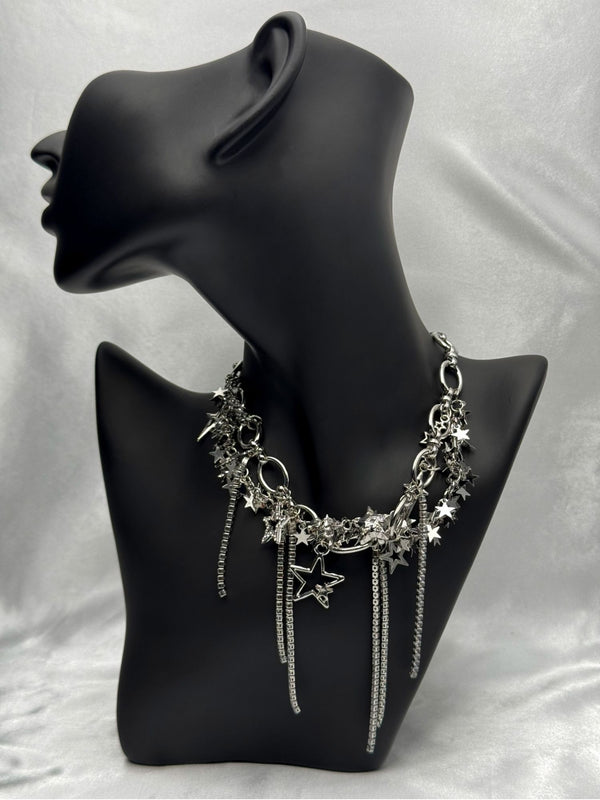 silver-tone star charm necklacecelestial star necklacestatement star jewelryrhinestone star necklacebold silver star necklace for womenplayful star charm necklacetrendy star accessorywomen’s celestial jewelrysparkling star statement necklacesilver-tone fashion jewelry