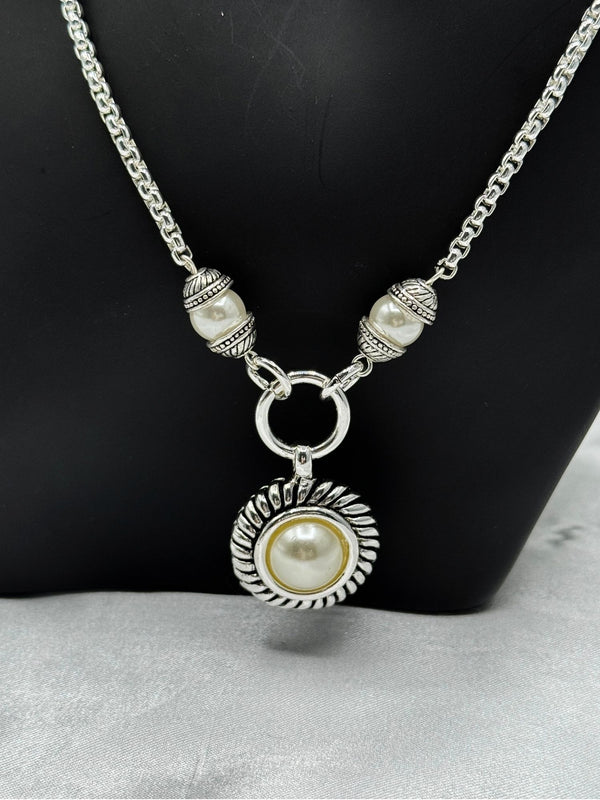 silver-tone pearl pendant necklaceelegant pearl necklace for womentextured frame pearl necklacetimeless silver-tone jewelrywomen’s pearl statement necklaceclassic pearl and silver necklacesophisticated pearl jewelryformal pearl pendant necklacetrendy silver-tone pearl necklacechic women’s fashion jewelry