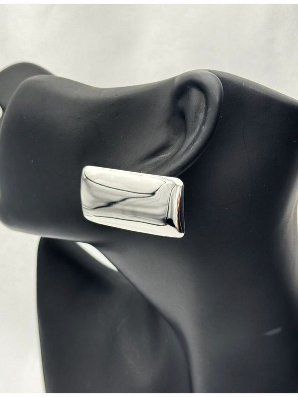 Silver rectangular earringsMinimalist silver earringsModern geometric earringsSleek silver-tone earringsElegant silver statement earringsContemporary fashion earringsStylish minimalist jewelryFashion-forward silver earrings