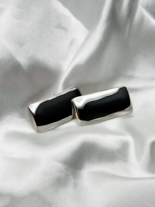 Silver rectangular earringsMinimalist silver earringsModern geometric earringsSleek silver-tone earringsElegant silver statement earringsContemporary fashion earringsStylish minimalist jewelryFashion-forward silver earrings