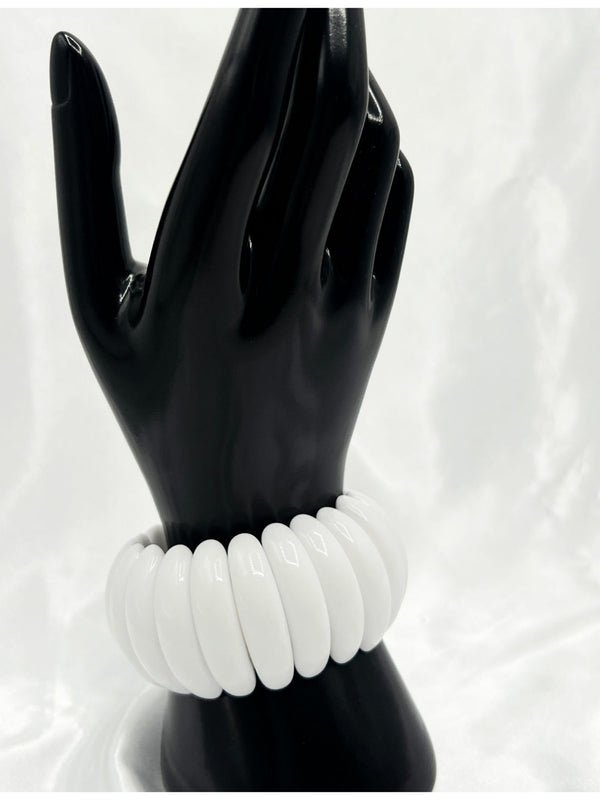 white bangle bracelet, chunky black bracelet, bold white bangle, modern statement bangle, polished whitejewelry, statement bangle