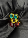 reen and red teardrop earrings, aqua gold statement jewelry, ocean-inspired earrings, bold color earrings, unique gemstone drop earrings