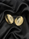 Golden Aura earringsLarge gold circle earringsMinimalist gold statement earringsPolished round gold earringsMirror finish gold earringsBold fashion earrings for womenShiny gold circular earrings