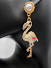 soul mates flamingo earrings, pearl flamingo earrings, rhinestone flamingo jewelry, tropical earrings, statement flamingo earrings, whimsical animal earrings