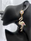 soul mates flamingo earrings, pearl flamingo earrings, rhinestone flamingo jewelry, tropical earrings, statement flamingo earrings, whimsical animal earrings
