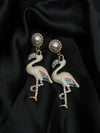 soul mates flamingo earrings, pearl flamingo earrings, rhinestone flamingo jewelry, tropical earrings, statement flamingo earrings, whimsical animal earrings